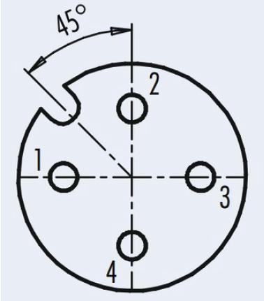 M12真空饋通真空4針構型圖